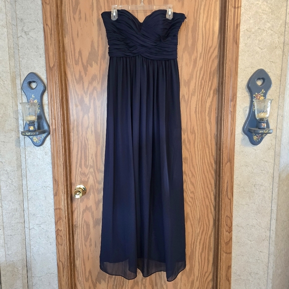 Elegant Bill Levkoff Navy Strapless Dress size 12 - Picture 1 of 4